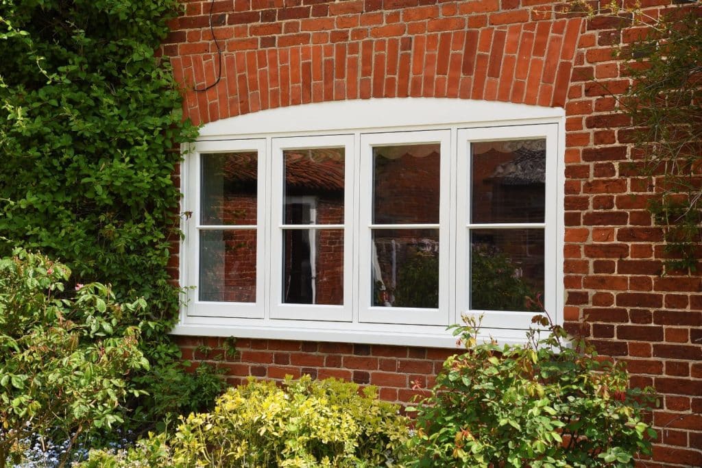 Wooden flush casement window in off-white