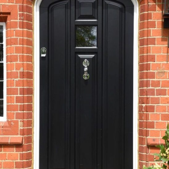 Arched Black Timber Entrance Door