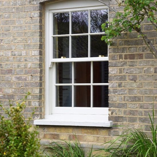 Traditional White Timber Sash Window with 18mm Astragal Bars