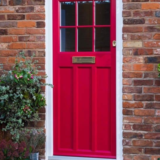 Red Evolution Timber Effect UPVC Door