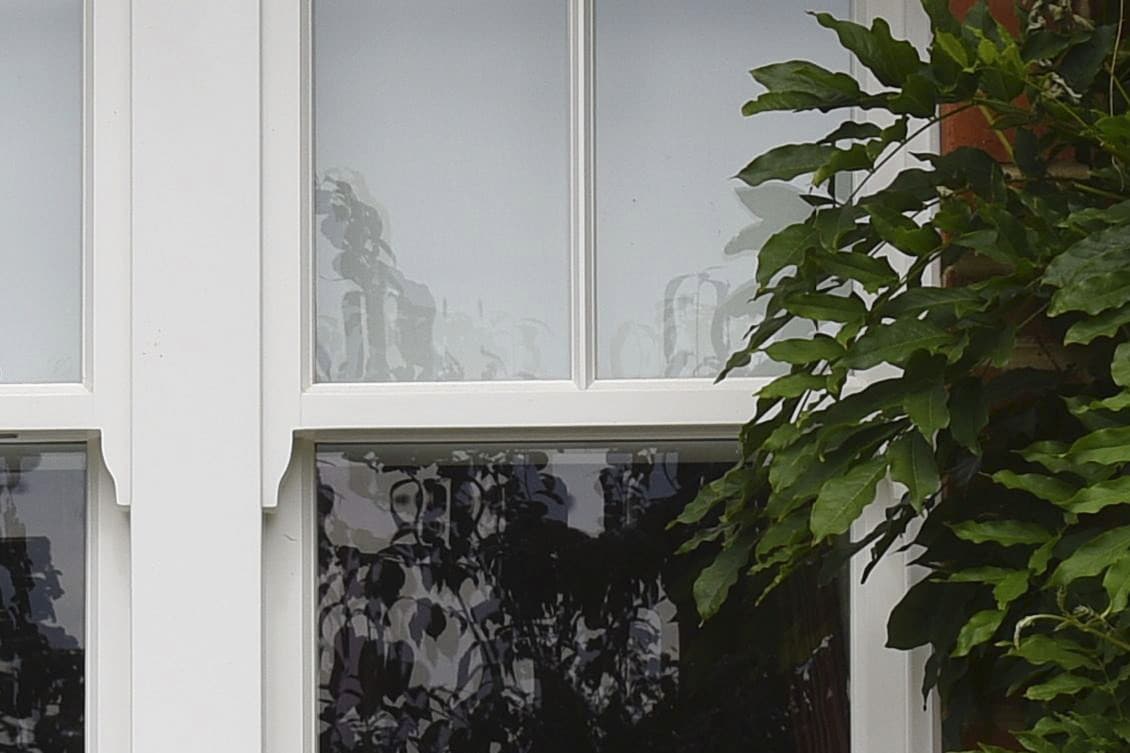 White timber venetian sash windows with ovolo moulding and 18mm astragal bars