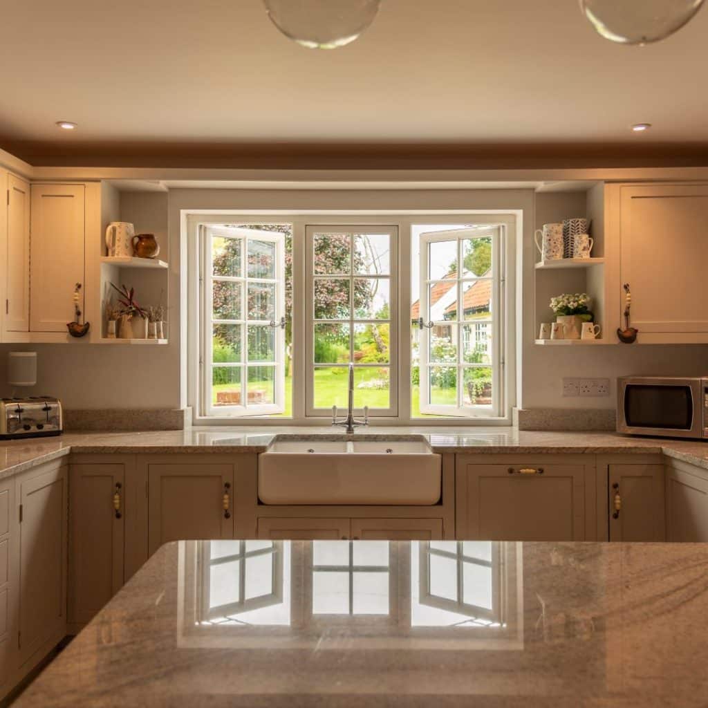 Evolution flush-fitting window, featuring timber aesthetics