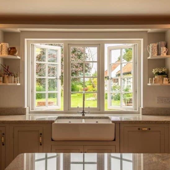 Evolution flush-fitting window, featuring timber aesthetics