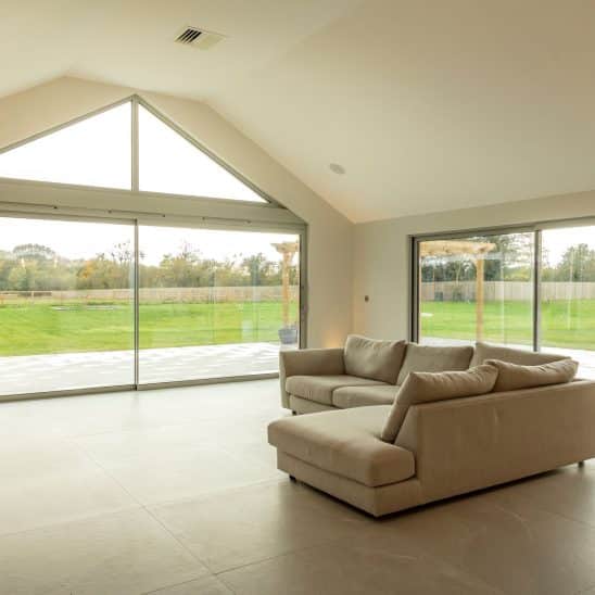 Matt Agate Grey Sunflex ultra slim sliding doors with 20mm sightlines