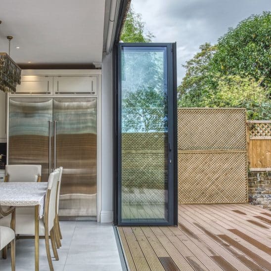 Sunflex open corner aluminium bi-fold doors