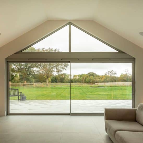 Matt Agate Grey Sunflex SVG20 ultra slim sliding doors with 20mm interlock