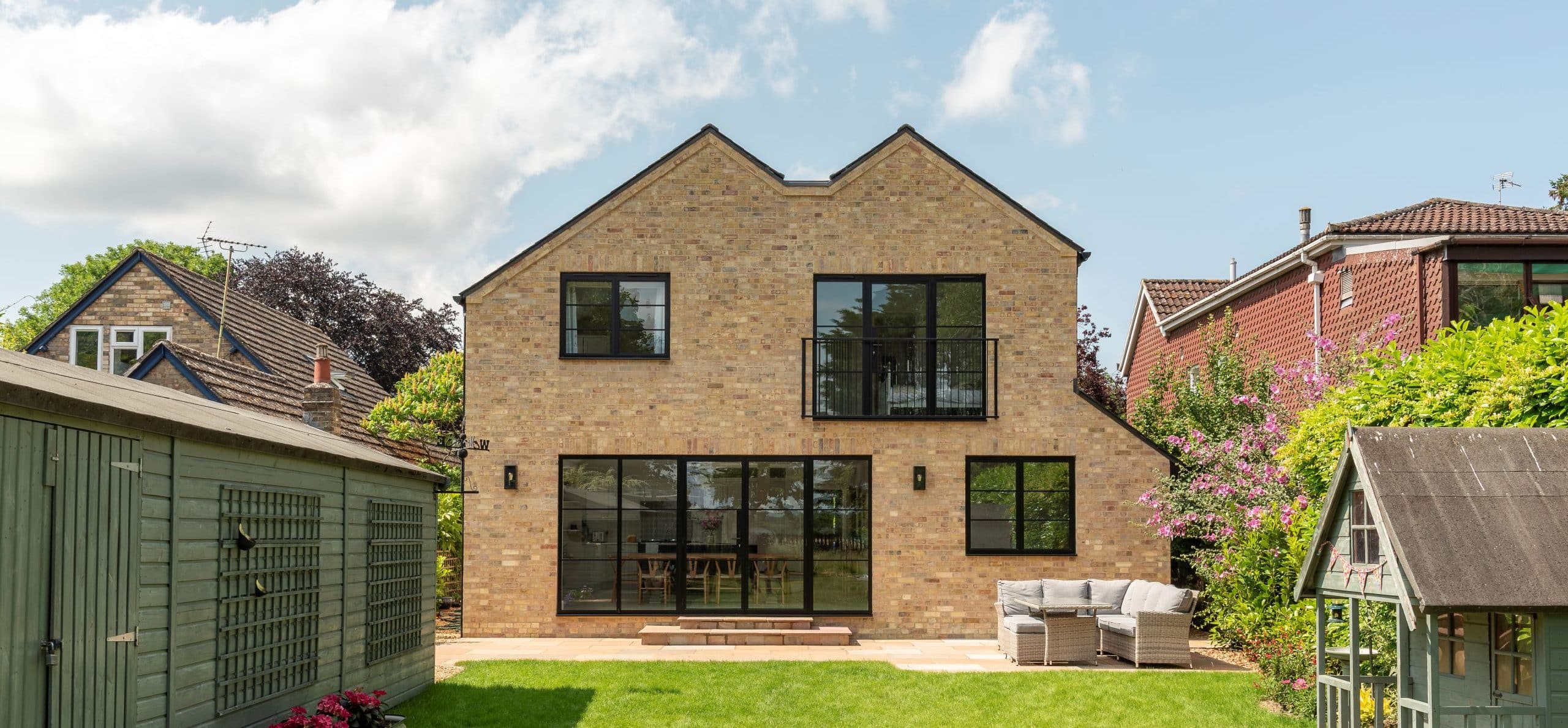 Aluco aluminium steel look windows and doors with super slim glazing bars in matt Black