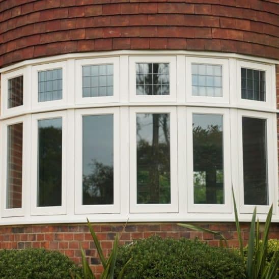 Engineered timber bay window with leaded lights