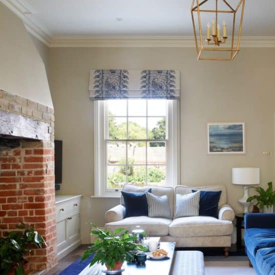 Slim timber sash window in Farrow & Ball Slipper Satin