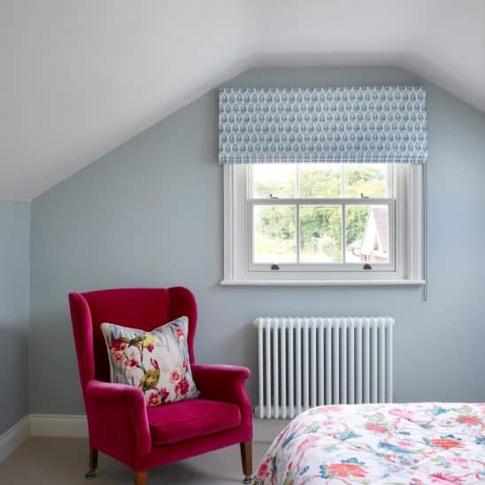 Slim timber sash window in Farrow & Ball Slipper Satin