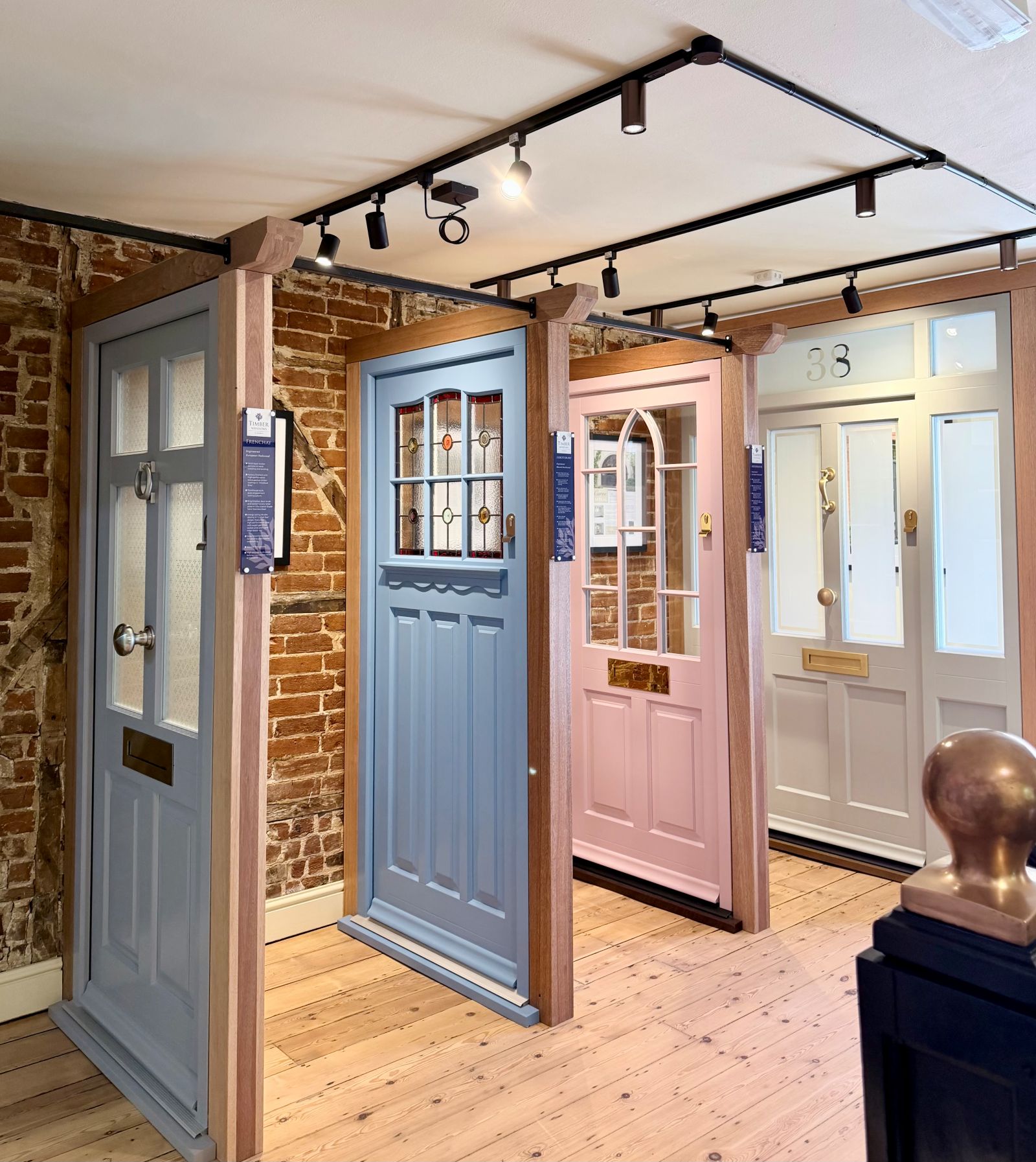Timber doors at our Norwich showroom on Farmers Avenue