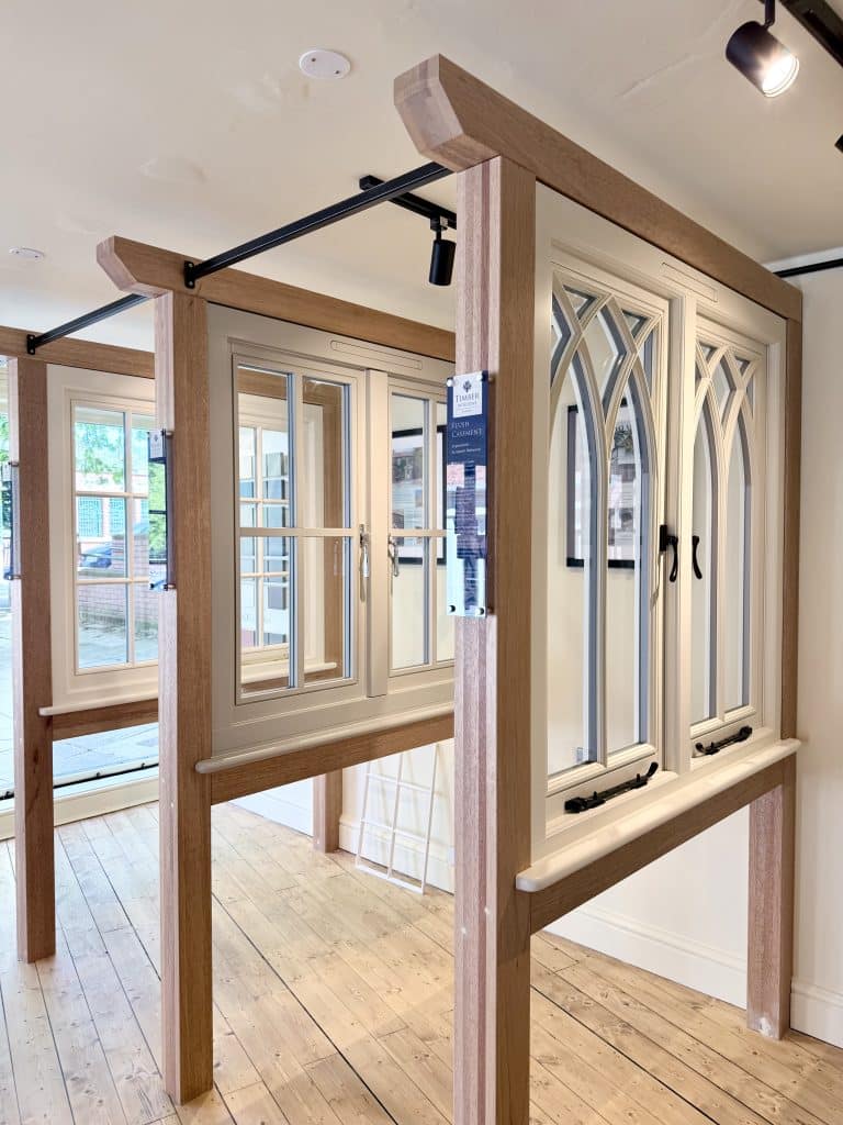 Timber windows at our Norwich showroom on Farmers Avenue