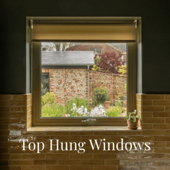 Sunflex aluminium top hung window with solid 316 marine-grade stainless steel lockable handles