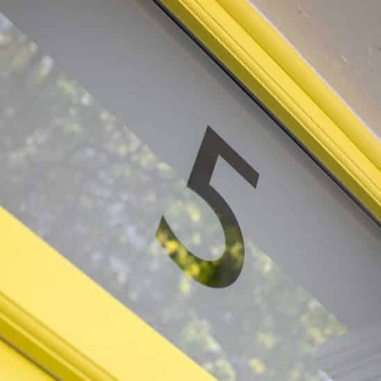 Timber Kingston townhouse door in F&B Yellowcake