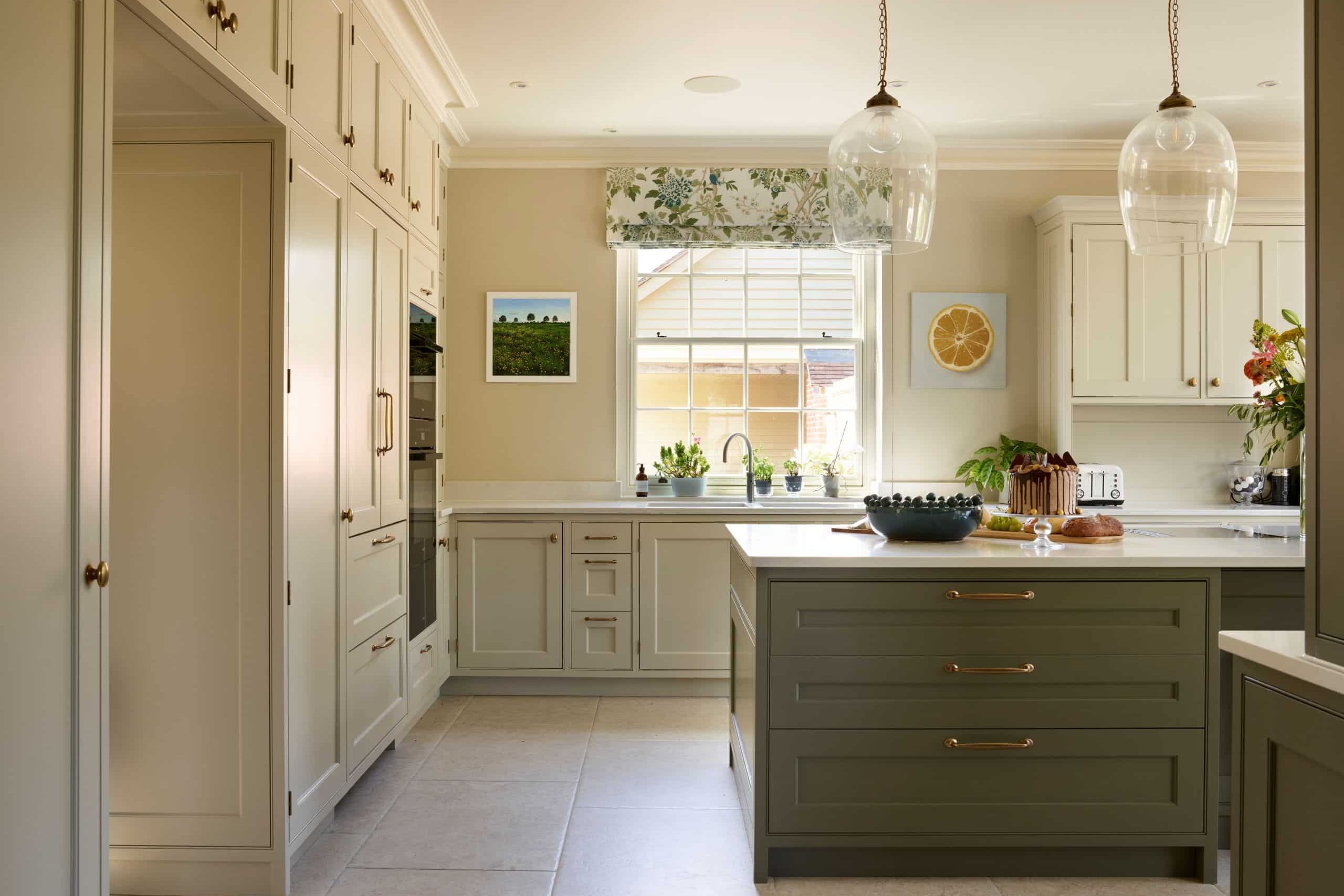 Slim timber sash window in Farrow & Ball Slipper Satin