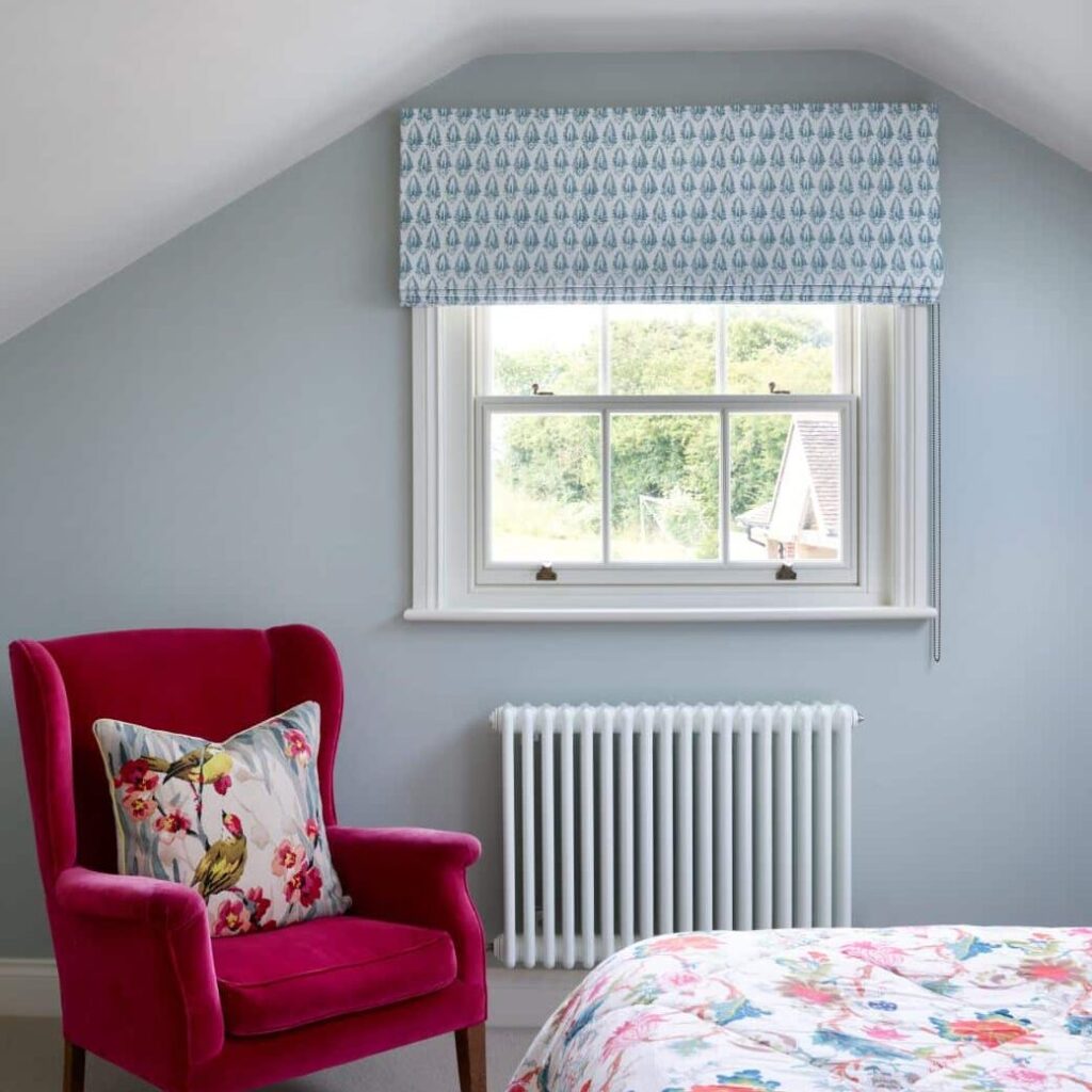Slim timber sash window in Farrow & Ball Slipper Satin