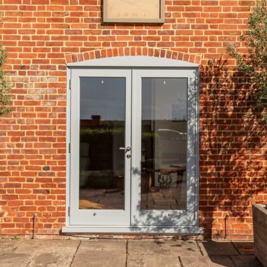 Timber French doors in Window Grey on the outside and pure white on the inside
